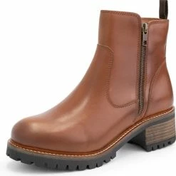 Mysa Ivy Dames Leren Enkellaarzen - Gevoerde Boots - Cognac Bruin Leer - Maat 38 -dames-schoenen Verkoop 550x558 1