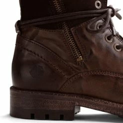 NoGRZ P.Post - Dames Leren Enkellaars - Winter Veterboots - Wol Gevoerd - Donkerbruin - Maat 41 -dames-schoenen Verkoop 550x564 4