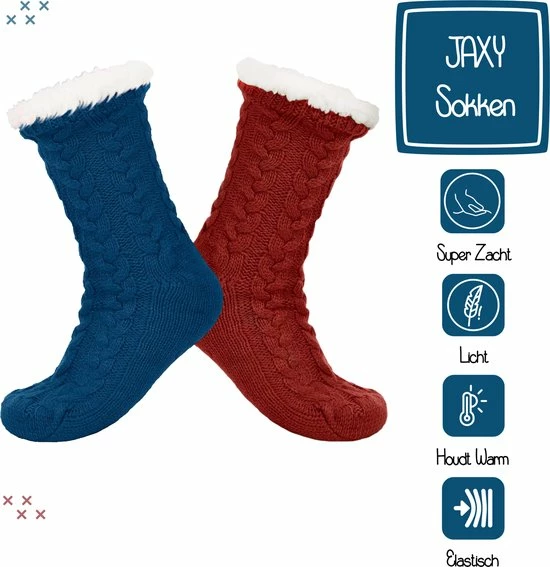 JAXY Huissokken - Huissokken Dames En Heren - Verwarmde Sokken - Anti Slip Sokken - Fleece Sokken - Dikke Sokken - Fluffy Sokken - Slofsokken - Warme Sokken - Bedsokken - Gevoerde Sokken - Winter Sokken - 2 Paar - Rood En Petrol 3 JAXY Huissokken - Huissokken Dames En Heren - Verwarmde Sokken - Anti Slip Sokken - Fleece Sokken - Dikke Sokken - Fluffy Sokken - Slofsokken - Warme Sokken - Bedsokken - Gevoerde Sokken - Winter Sokken - 2 Paar - Rood En Petrol - Afbeelding 3