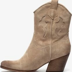 TwoDay Suede Dames Cowboy Western Laarsjes - Beige - Maat 40 - Echt Leer -dames-schoenen Verkoop 550x574 4