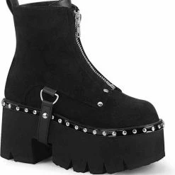 Demonia Enkellaars -40 Shoes- ASHES-100 Zwart