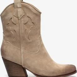TwoDay Suede Dames Cowboy Western Laarsjes - Beige - Maat 40 - Echt Leer -dames-schoenen Verkoop 550x583 6