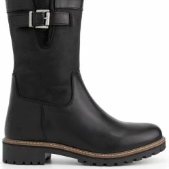 Travelin' Gyland Leren Dames Laarzen - Wol Gevoerde Laars - Zwart Leer - Maat 36