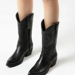 Sacha - Dames - Zwarte Cowboylaarzen Met Sierstiksels - Maat 40 -dames-schoenen Verkoop 550x608 6