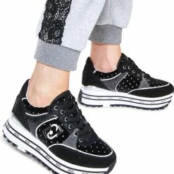 Liu Jo Max Wonder Velvet Platform Sneaker Zwart Maat : 36 -dames-schoenen Verkoop 550x617 1