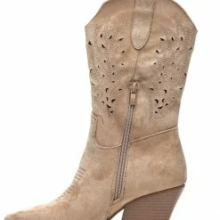 Weloveshoes SmileFavorites® Dames Cowboylaarzen Met Hak - Suedine - Taupe Khaki - Maat 41 -dames-schoenen Verkoop 550x640 6