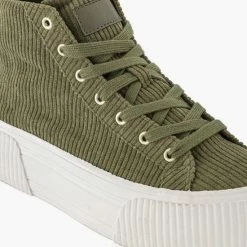 Oxmox Groene Platform Sneaker Corduroy - Maat 38