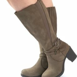 Gabylou - Laarzen Voor Brede Kuiten XXL - Model Marta - Taupe, Maat 39 -dames-schoenen Verkoop 550x661