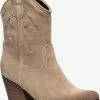 TwoDay Suede Dames Cowboy Western Laarsjes - Beige - Maat 40 - Echt Leer