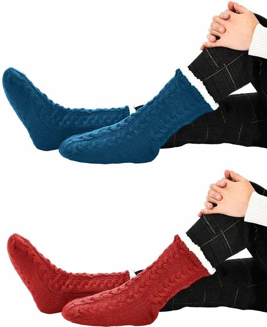 JAXY Huissokken - Huissokken Dames En Heren - Verwarmde Sokken - Anti Slip Sokken - Fleece Sokken - Dikke Sokken - Fluffy Sokken - Slofsokken - Warme Sokken - Bedsokken - Gevoerde Sokken - Winter Sokken - 2 Paar - Rood En Petrol 6 JAXY Huissokken - Huissokken Dames En Heren - Verwarmde Sokken - Anti Slip Sokken - Fleece Sokken - Dikke Sokken - Fluffy Sokken - Slofsokken - Warme Sokken - Bedsokken - Gevoerde Sokken - Winter Sokken - 2 Paar - Rood En Petrol - Afbeelding 6