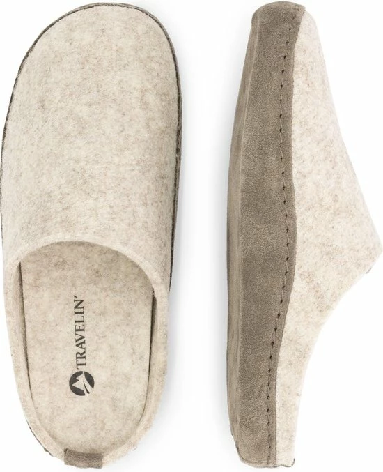 Travelin' Get-Home Dames Slip-On Sloffen - Wollen Pantoffels - Suede Zool - Zand Beige - Maat 38 5 Travelin' Get-Home Dames Slip-On Sloffen - Wollen Pantoffels - Suede Zool - Zand Beige - Maat 38 - Afbeelding 5