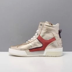 Shabbies Amsterdam Shabbies 102020094 Hoge Sneakers - Leren Sneaker - Dames - Goud - Maat 41 -dames-schoenen Verkoop 550x707 23