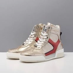 Shabbies Amsterdam Shabbies 102020094 Hoge Sneakers - Leren Sneaker - Dames - Goud - Maat 41 -dames-schoenen Verkoop 550x707 25