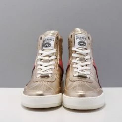 Shabbies Amsterdam Shabbies 102020094 Hoge Sneakers - Leren Sneaker - Dames - Goud - Maat 41 -dames-schoenen Verkoop 550x707 27