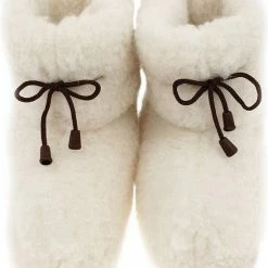 Oncedoce Wollen Sloffen - Winter Pantoffels 100% ECHT Lamswol En Leer - MAAT 43 - Leren Zooltjes - Handgemaakte Slofjes - Kleur Crème -dames-schoenen Verkoop 550x715 1