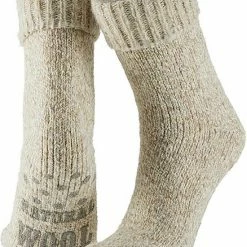 Apollo Dames Anti-slip Wollen Huissokken/slofsokken Beige Maat 35-38