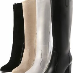 Weloveshoes SmileFavorites® Laarzen Met Hak - Suedine - Beige - Maat 38 -dames-schoenen Verkoop 550x740