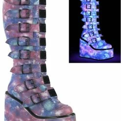 Demonia Plateau Laarzen -40 Shoes- SWING-815 US 10 Paars/Blauw