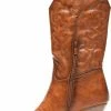 Weloveshoes SmileFavorites® Dames Cowboylaarzen Met Hak - Imitatieleer - Camel - Maat 38