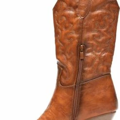 Weloveshoes SmileFavorites® Dames Cowboylaarzen Met Hak - Imitatieleer - Camel - Maat 38