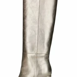 Manfield - Dames - Goudkleurige Leren Hoge Laarzen Met Hak - Maat 38 -dames-schoenen Verkoop 550x799