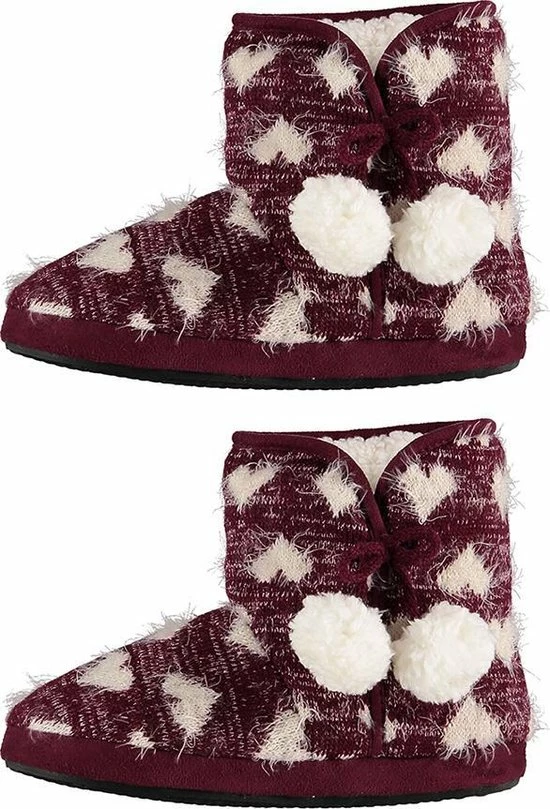 Apollo Pantoffels Dames - Sloffen - Pantoffels - Sloffen Dames - Hoog - Patroon - Hartjes - Bordeaux Rood - Maat 41/42 1 Apollo Pantoffels Dames - Sloffen - Pantoffels - Sloffen Dames - Hoog - Patroon - Hartjes - Bordeaux Rood - Maat 41/42