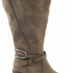 Gabylou - Laarzen Voor Brede Kuiten XXL - Model Marta - Taupe, Maat 39