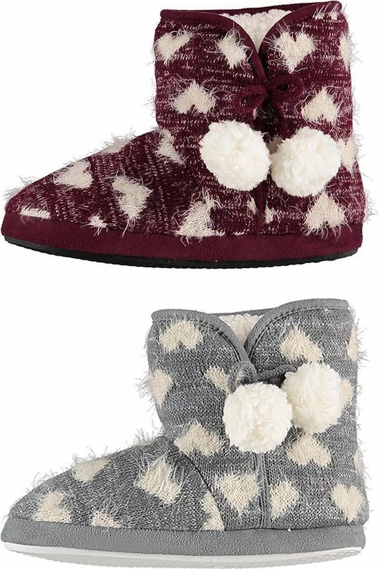 Apollo Pantoffels Dames - Sloffen - Pantoffels - Sloffen Dames - Hoog - Patroon - Hartjes - Bordeaux Rood - Maat 41/42 2 Apollo Pantoffels Dames - Sloffen - Pantoffels - Sloffen Dames - Hoog - Patroon - Hartjes - Bordeaux Rood - Maat 41/42 - Afbeelding 2